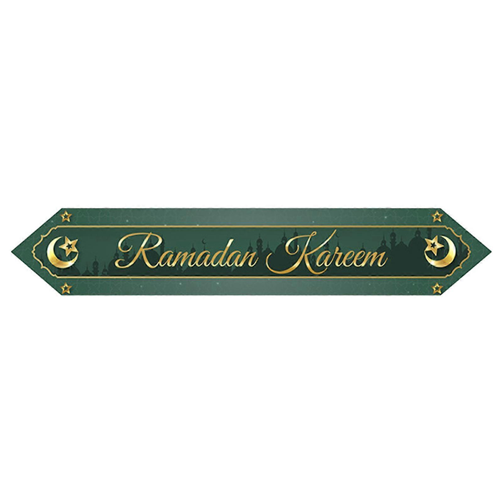 Eid Mubarak Table Runner with Gold Star Moon Tablecloths Ramadan Decor Table