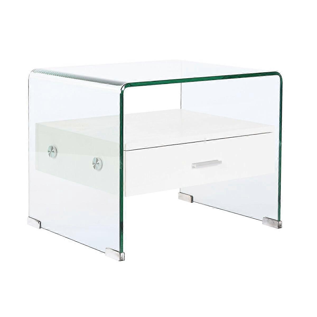床头柜 DKD 家居装饰 白色透明水晶 MDF 木材 50 x 40 x 45.5 厘米