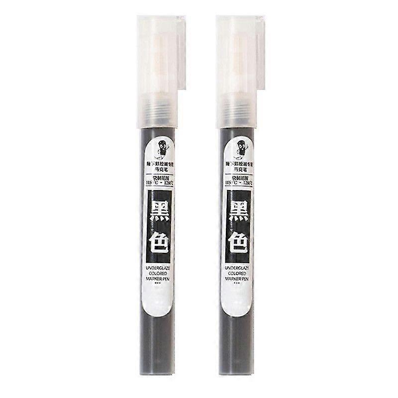 2 τεμάχια στυλό Underglaze για κεραμικά Κεραμικό στυλό γραφής Underglaze Μόνιμο πορσελάνινο χρωματιστό στυλό (μαύρο)