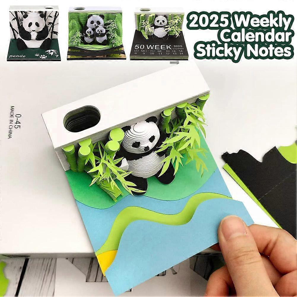 3D Panda Unique Notes 2025 Gift Weekly Sticky Creative Notepad Note Desktop Calendar