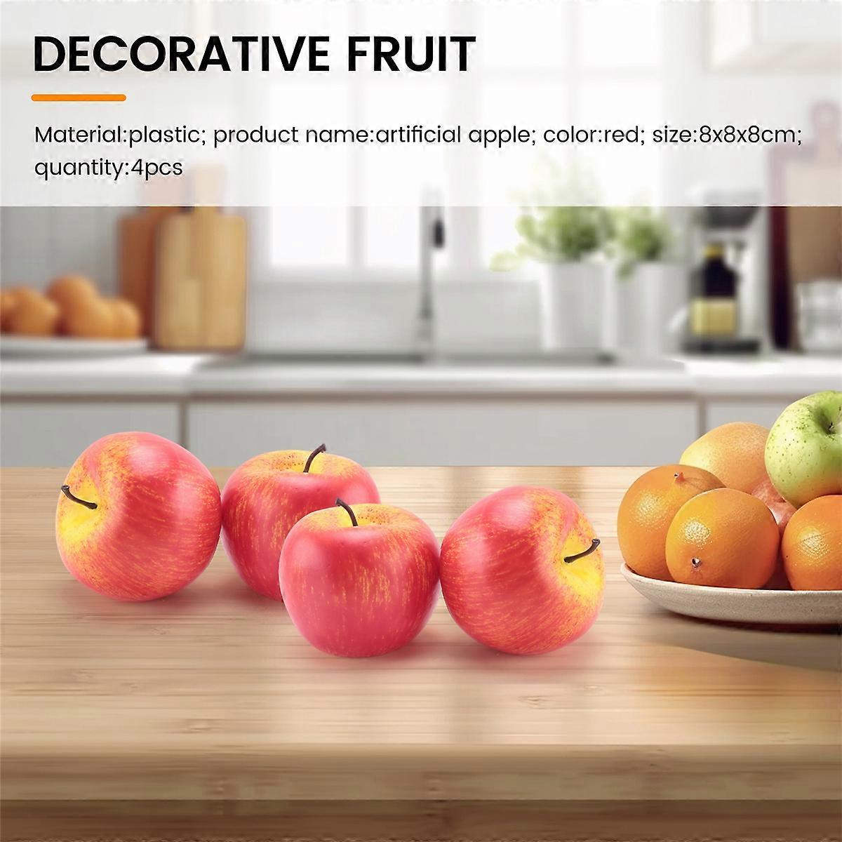 4 Large Artificial Red -Decorative Fruit