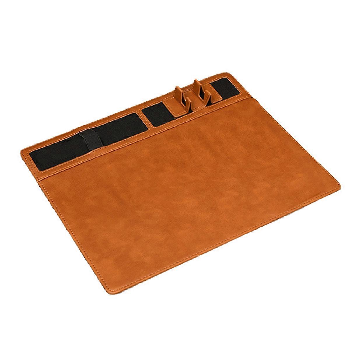 Gaming Mousepad 15W Wireless Charging Brown PU Leather for Office Desk Home