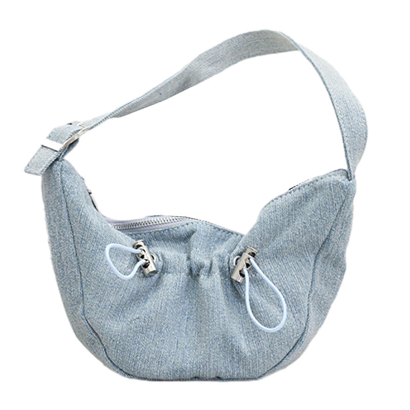 Πτυχωτή τσάντα μασχάλης Ευέλικτη τσάντα Lady Purse Τσάντα μόδας Τσάντες ώμου Lady πορτοφόλι για γυναίκες Τσάντες μασχάλης κοριτσιών γαλάζιο