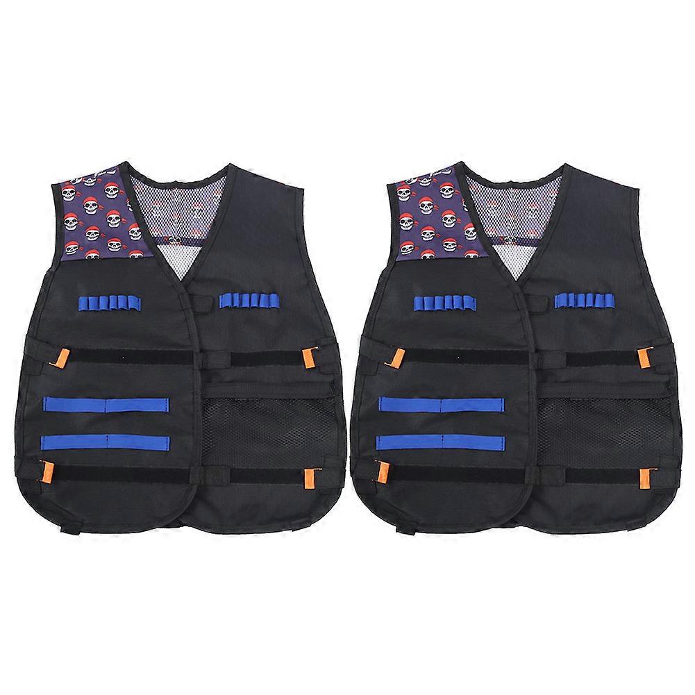 Kids' 2-Piece Soft Tactical Vest Set with Skull Design for Safe Dart Games
