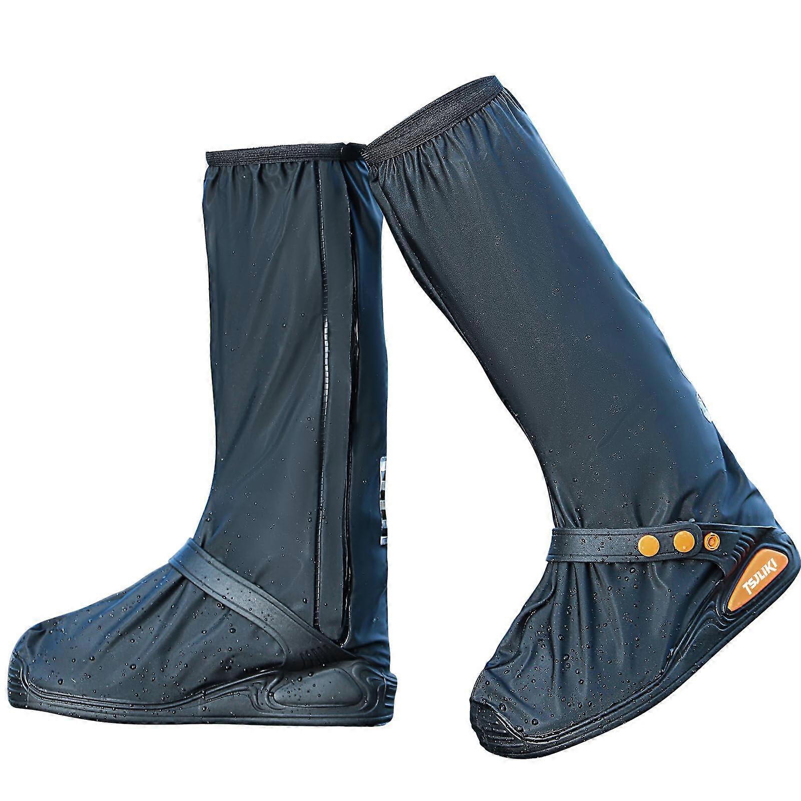 Waterproof Shoe Covers, Reusable Non-Slip Rain Boot Covers for Men and Women, Thickened Foldable with Reflector