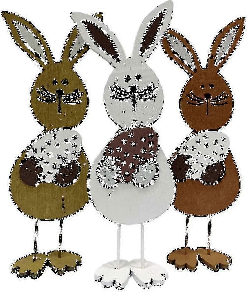 Easter Decorations Easter Bunny Decorations 3 Pcs Wooden Easter Bunnies Easter Decorations For Easte