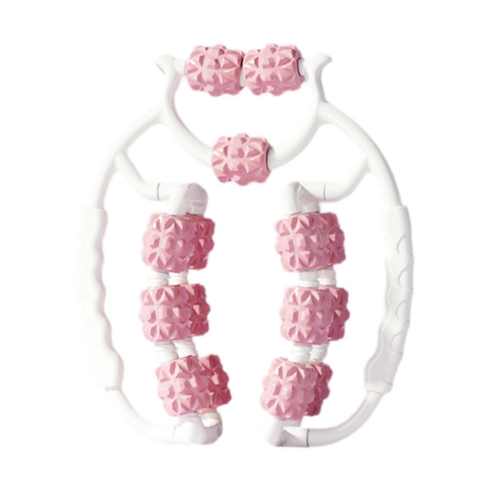 Leg Massager Roller Massage Tool - 15 Point Foam Roller for Muscle Relaxation, Handheld Design, Pink