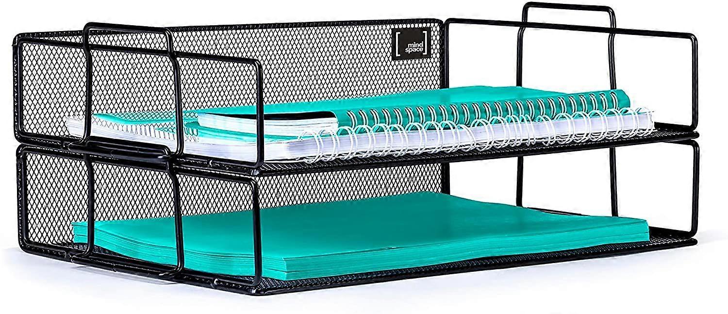 2 Tier Stackable Letter Tray Desk Organizer | Stackable Paper Tray Organizer