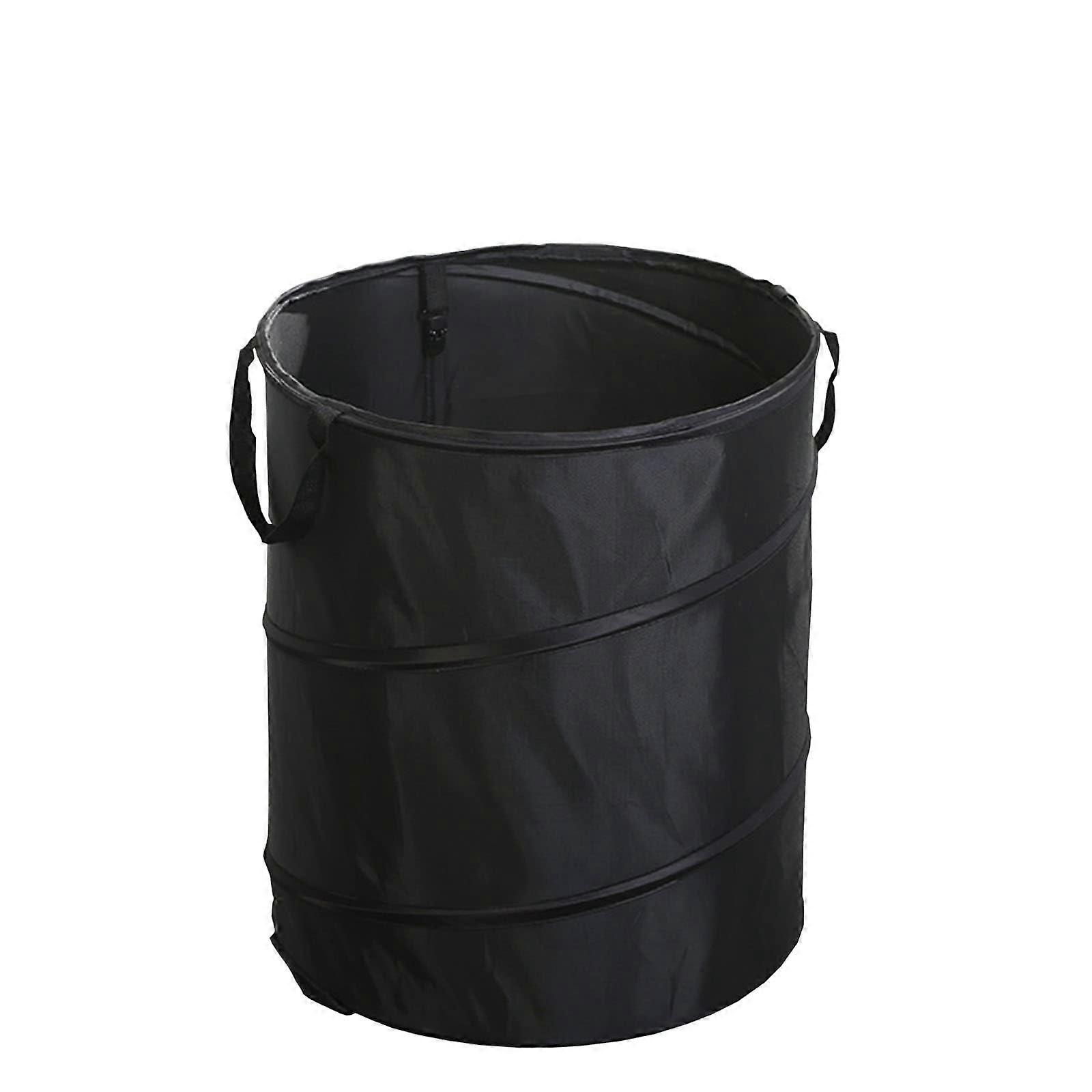 10 Gallon Collapsible Camping Trash Can, Pop Up Outdoor Waste Container, Portable Black Trash Bin for Travel and Home