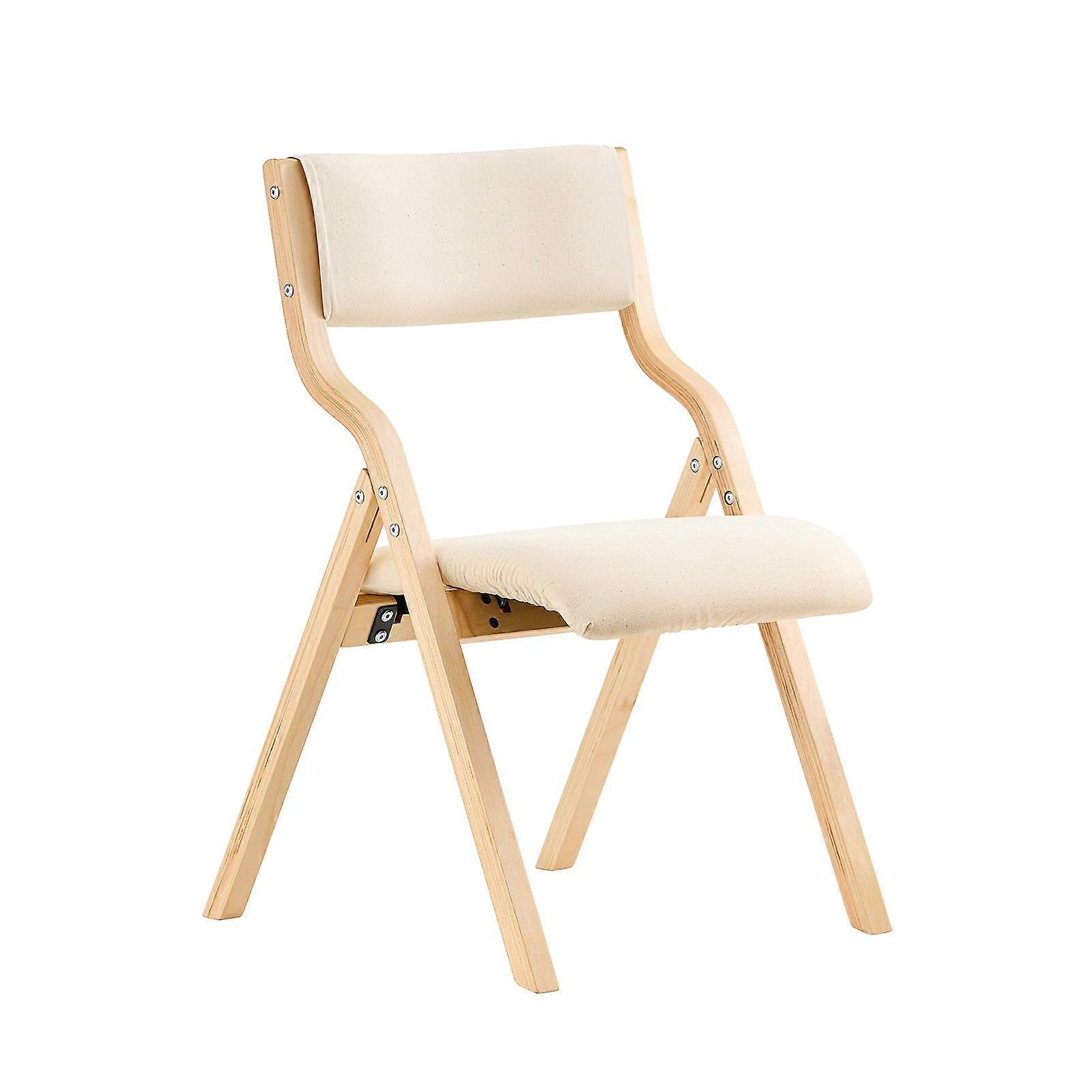 Folding Wooden Chairs with Backrest & Removable Seat Cover