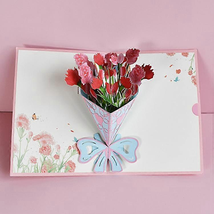 3D Blessing Card Handmade Paper Carnation Three-Dimensional Greeting Card