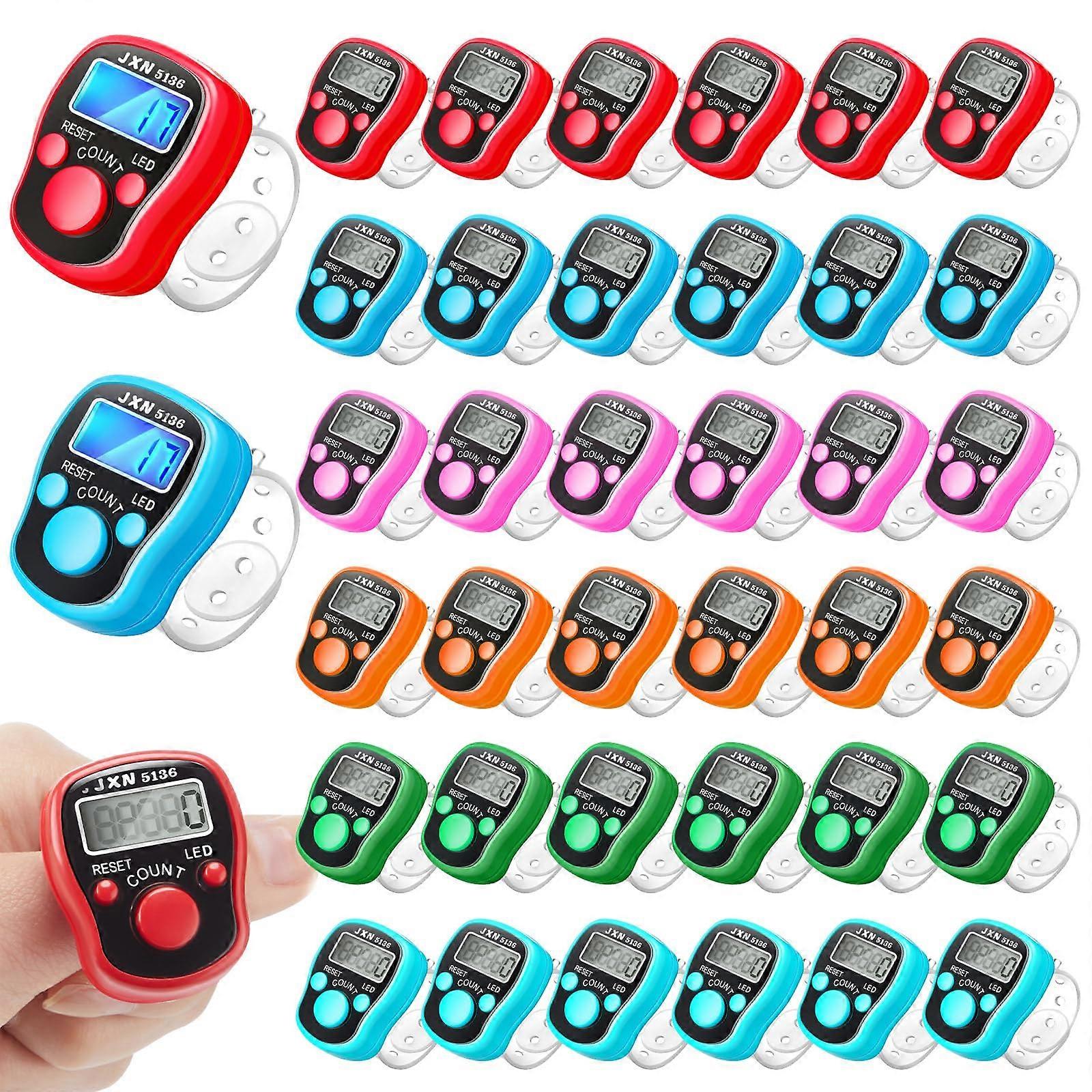 36 Pcs Luminous Mini Finger Tally Counter Clicker with 5-Digit LCD Display for Coaching, Swimming, Walking, and Lap Counting