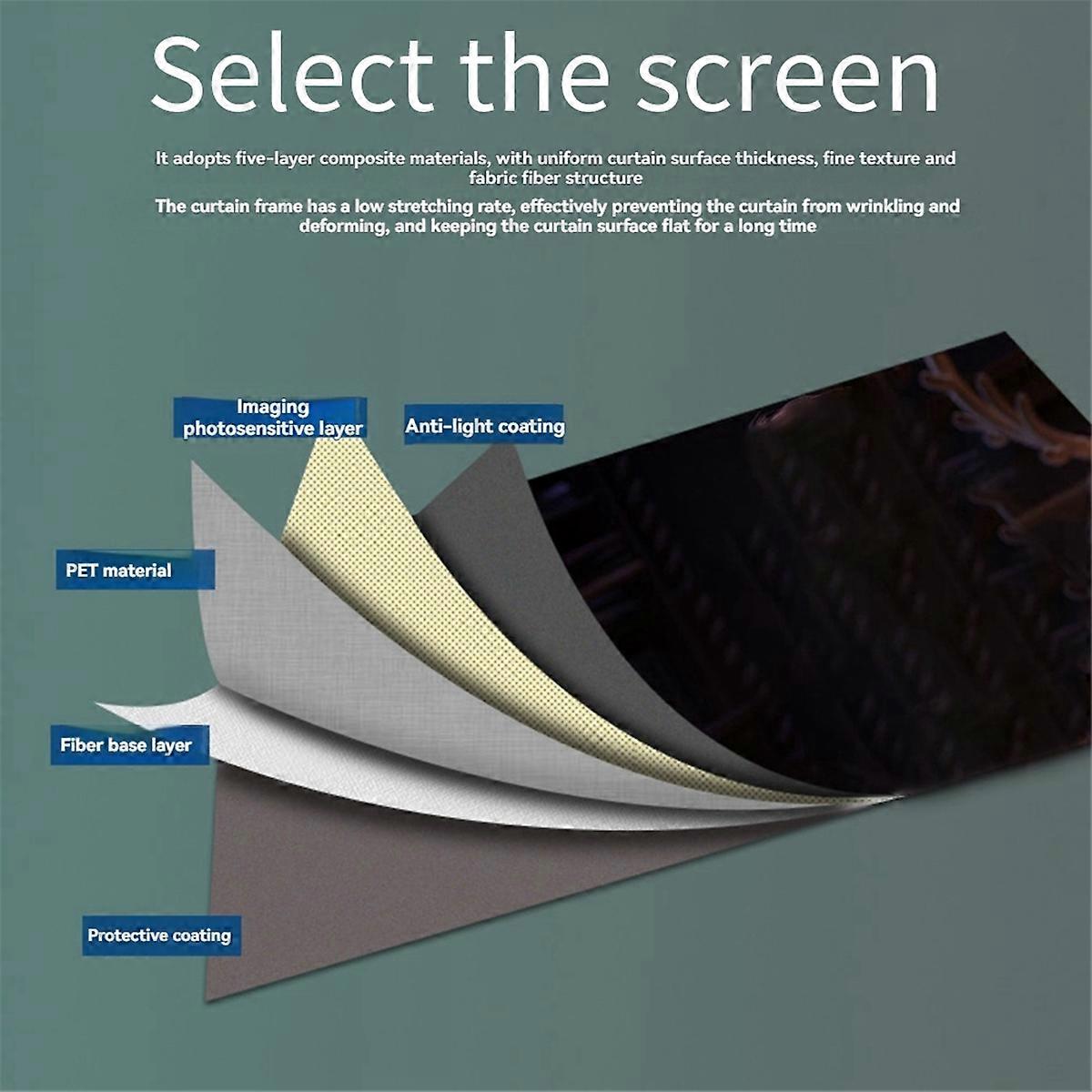Portable Projector Screen 16:9 Foldable Simple Projection Curtain