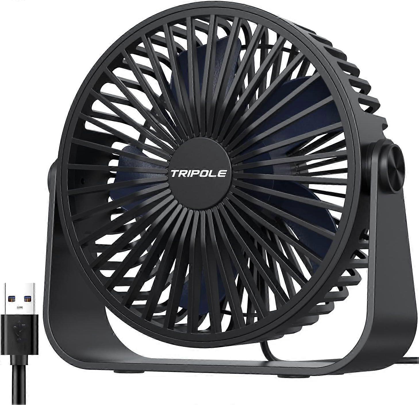 USB Desk Fan - Mini Personal Fan with 3 Adjustable Speeds 360 Rotation