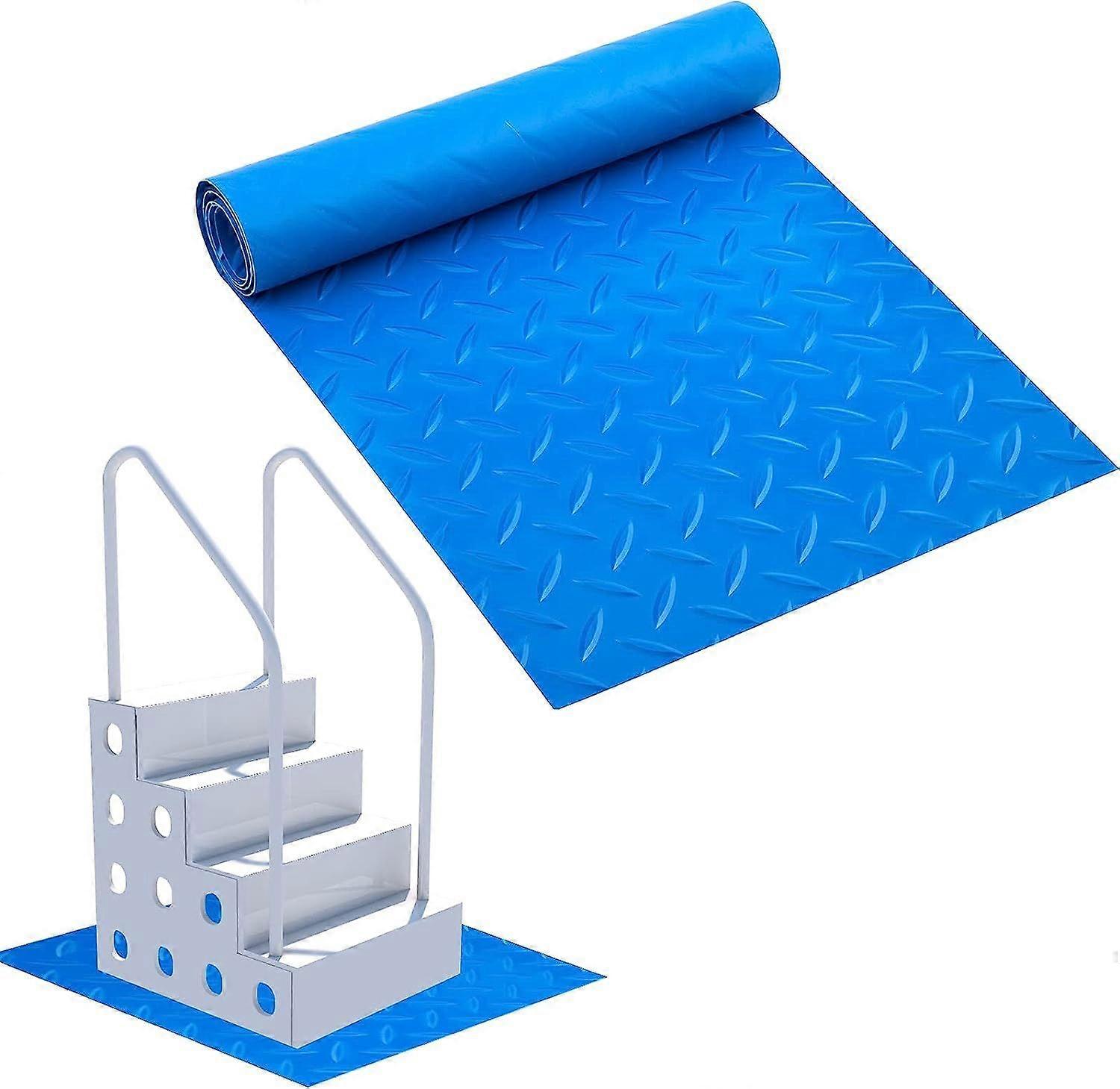9 x 36 Inch Pool Ladder Mat (Blue, 24 x 91 cm), Pool Stair Mat Pool Ladder Protection Mat with Non-Slip Texture for Pool Steps Stairs Ladders