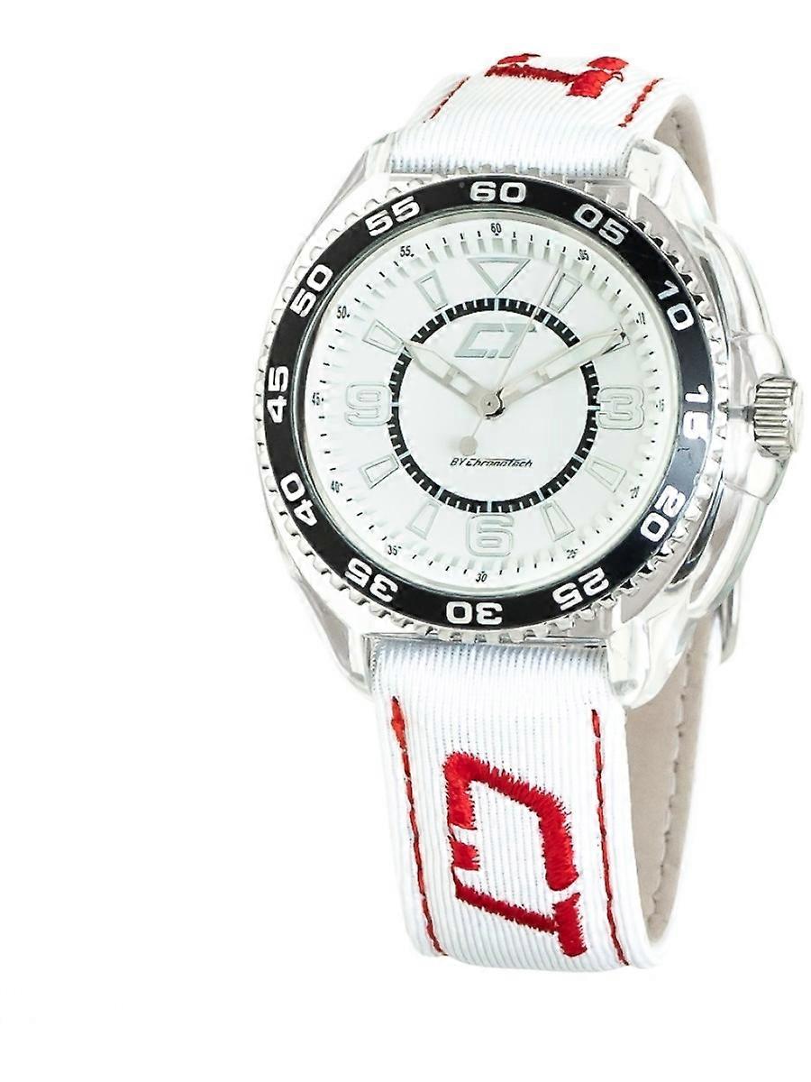 Chronotech Weiß Echtleder CC6280L-04 Herrenuhr