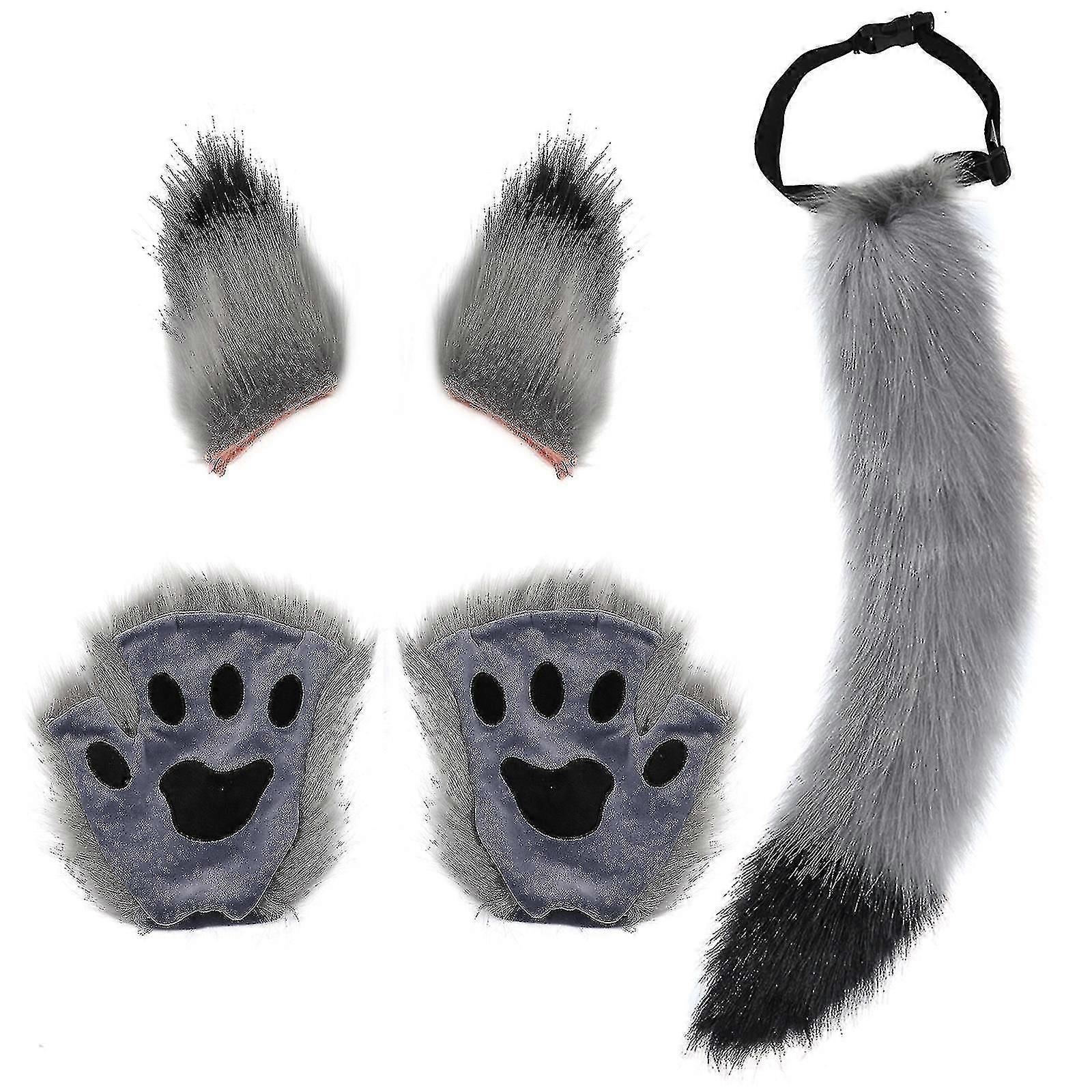 Wolf Fox Tail Clip Ears Set Halloween Fancy Party Accessories