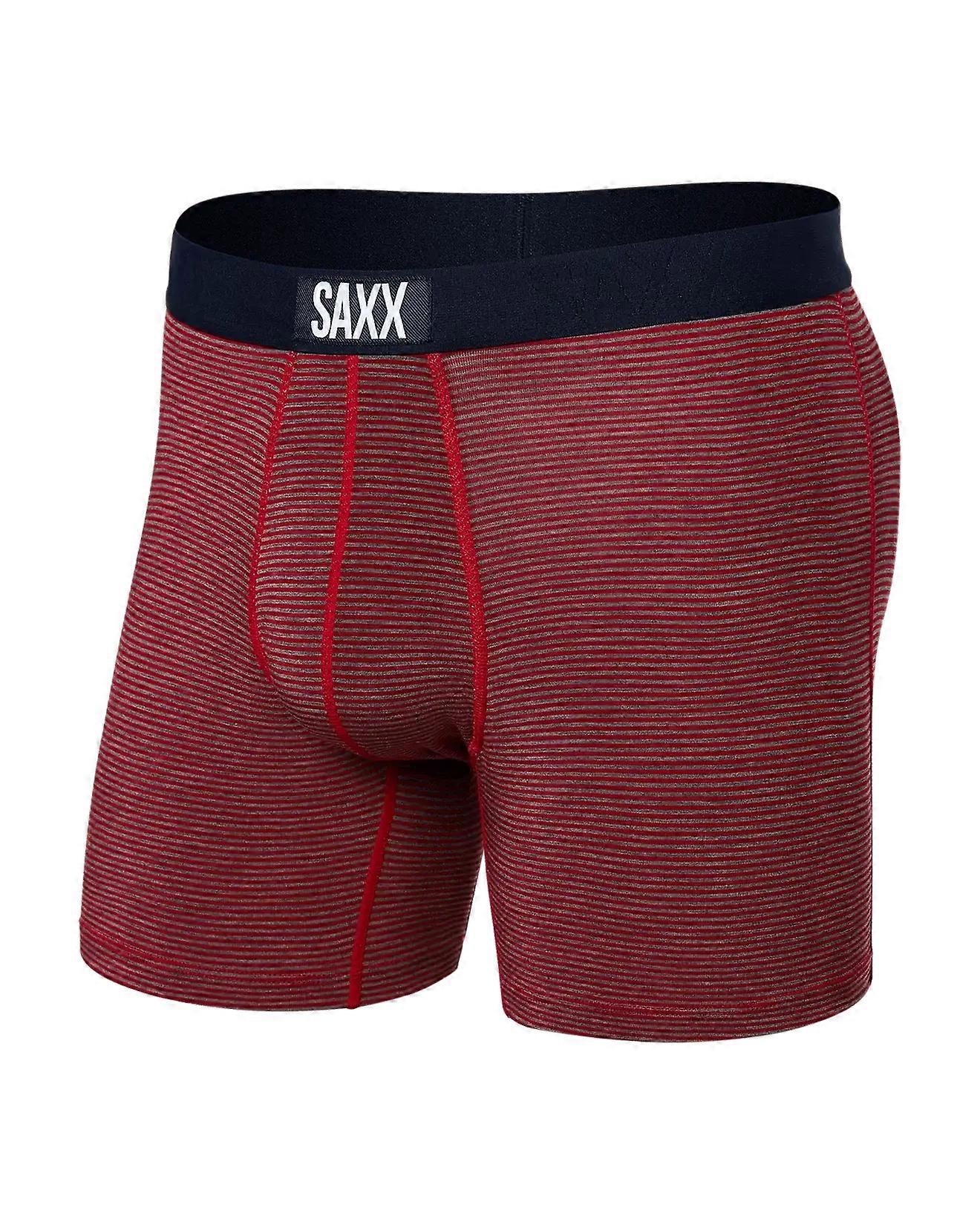 Saxx Vibe Supersoft 1 Pack Boxer Briefs - Mini Stripe, Cherry