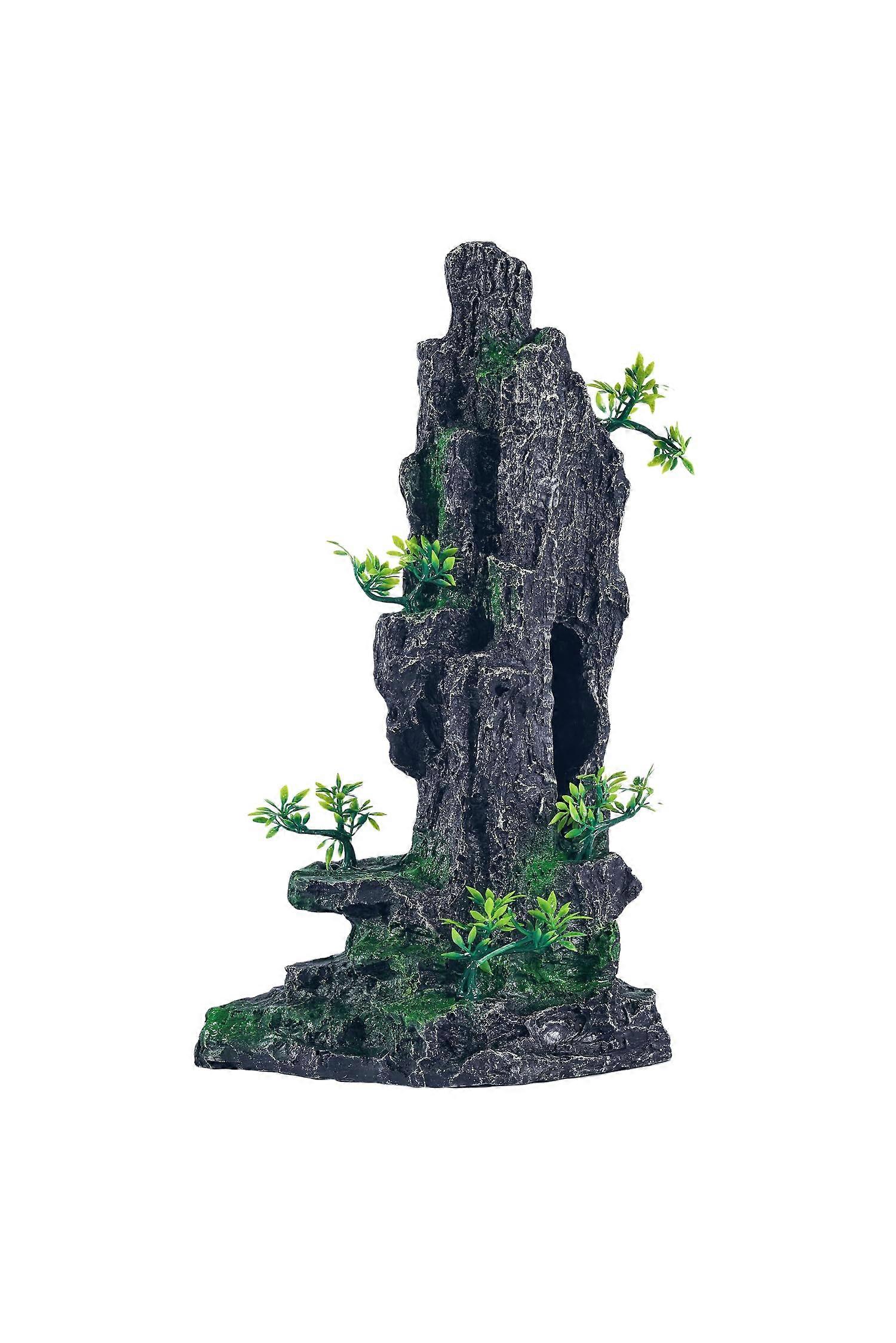 Large Fish Tank Decorations Mountain View Aquarium Ornament with Tree House Cave