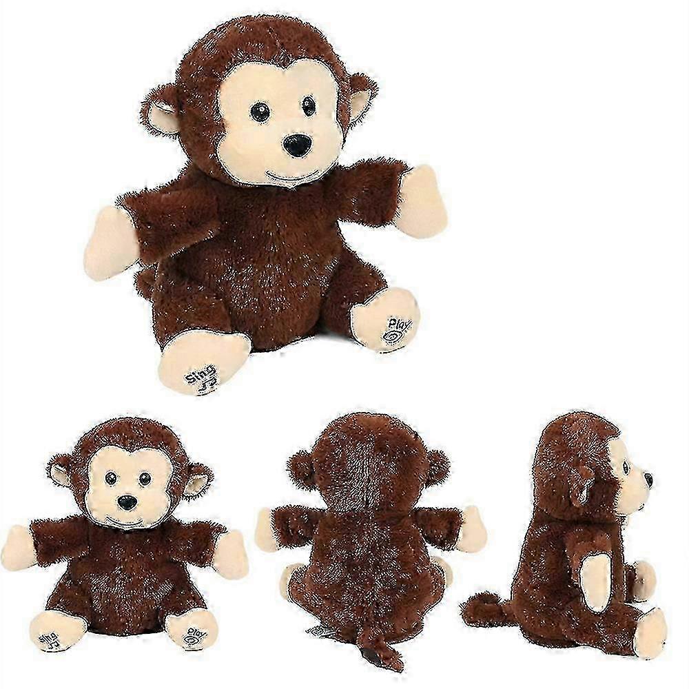 التصفيق القرد لعبة القطيفة الكهربائية سوف تغني وتصافح الأطفال دمية تفاعلية براون