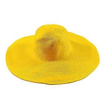 Sombrero de paja para mujer Sun Wing Wide Wing Summer Hat Plegable Roll Up Floppy Beach Hats para Mujeres-Amarillo