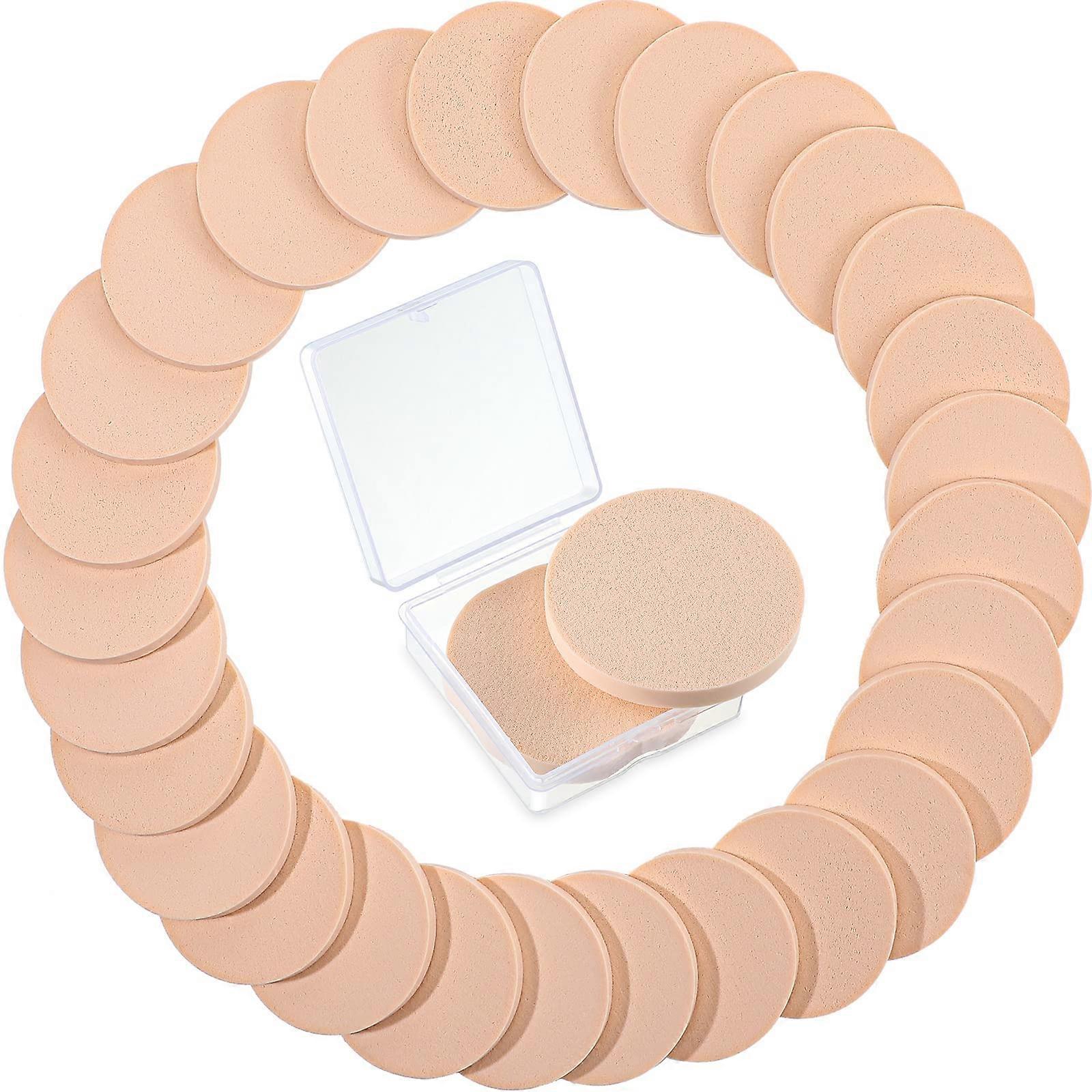 Round Makeup Sponges Cosmetic Sponge with Case Transparent Makeup Puffs for Foundation