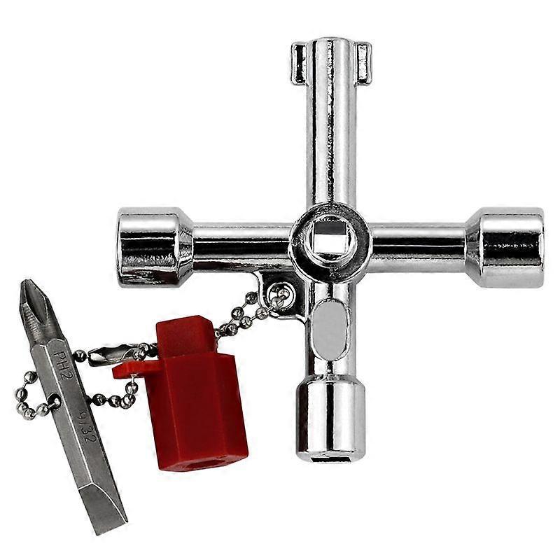 Multi-function Utility Key with Bit Universal Key, 4 in 1 Multi-function Cross Key for Gas Electric Radiators, Meter Boxes, Tap, Lock