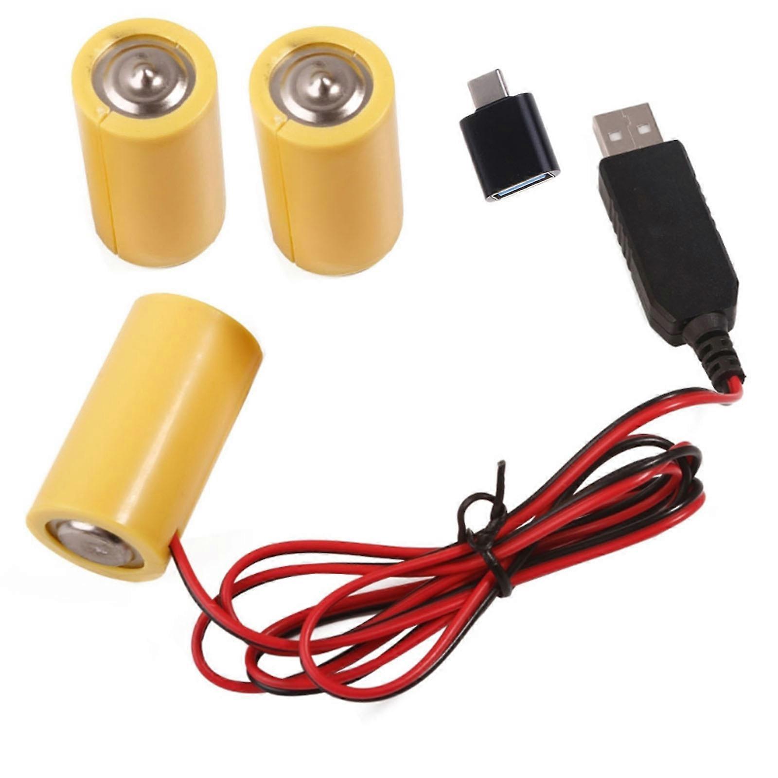 Eliminators Cable Universal Type-C USB to LR14 C False Battery Power Cable Extension Cord Replace 3pcs LR14 C Batteries