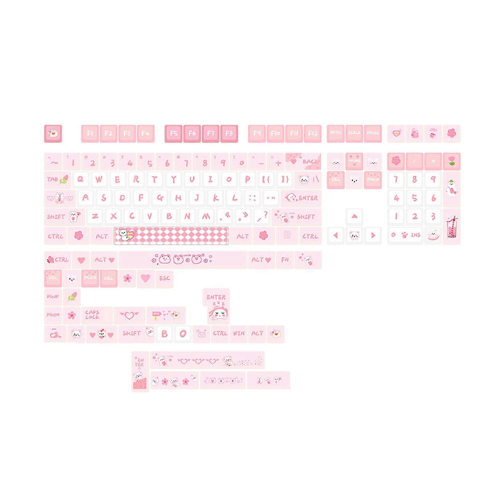 Thick pbt Keycaps 146 Keys Pink Theme MAD Profile Keycap Set For Mechanical Keyboards Caps for 61/87/104 Switches Multicolor