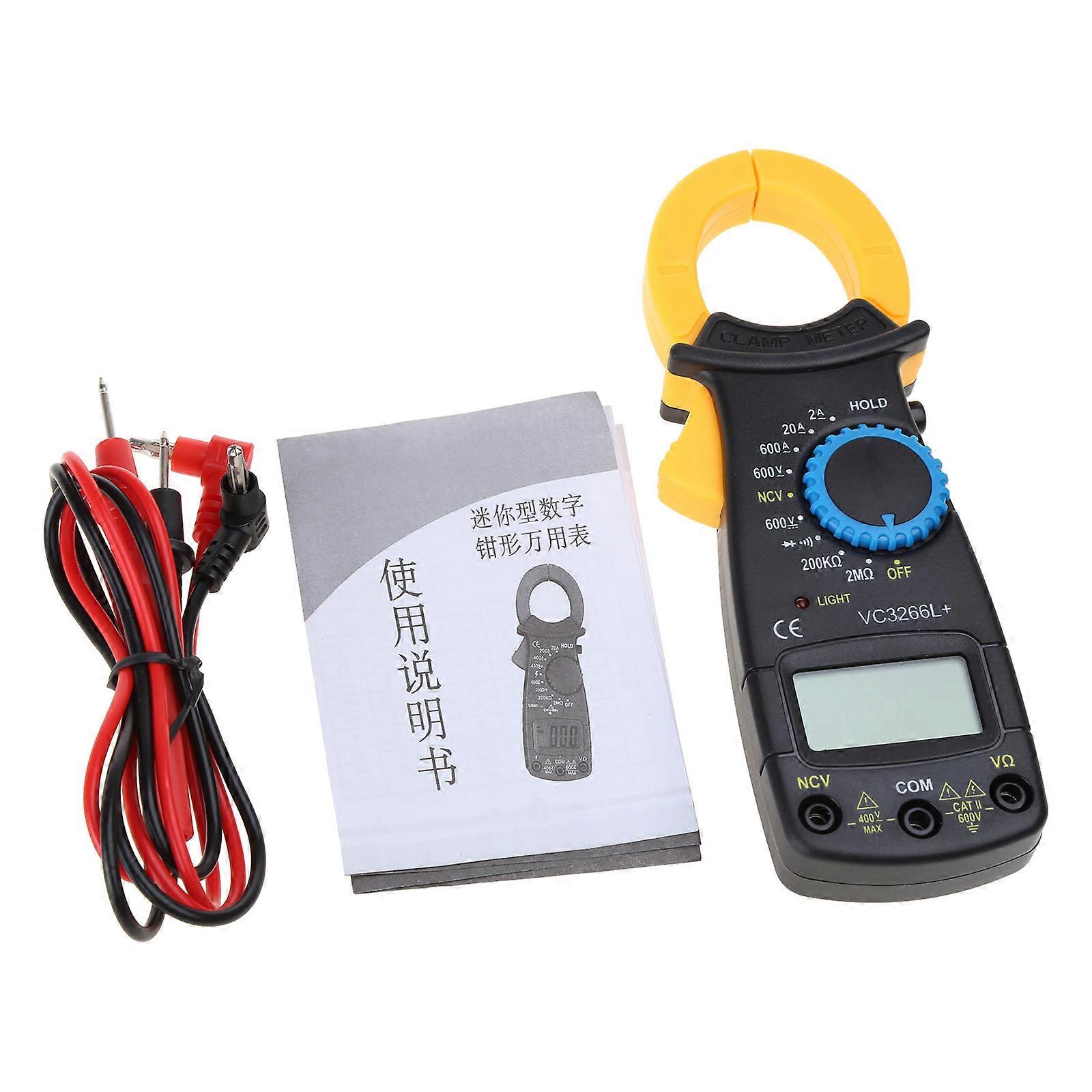 New Digital Clamp Multimeter AC for DC Volt Voltage Amp Ohm Electronic Tester Me Black