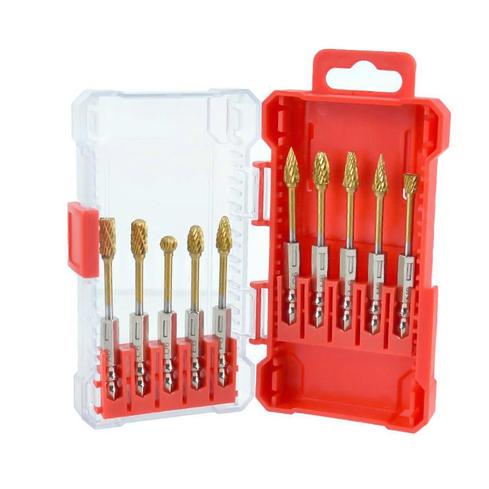 Carbide Burr Set, 10 Multipurpose Bits with 1/4 inch Shank for Drill Machine