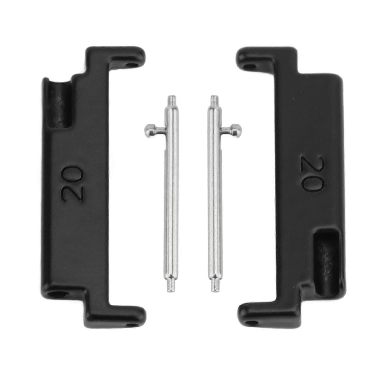 1 Pair 20mm to 22mm Metal Watch Band Adapters Watch Strap Connector Adapters with Spring Bars Black One Pair