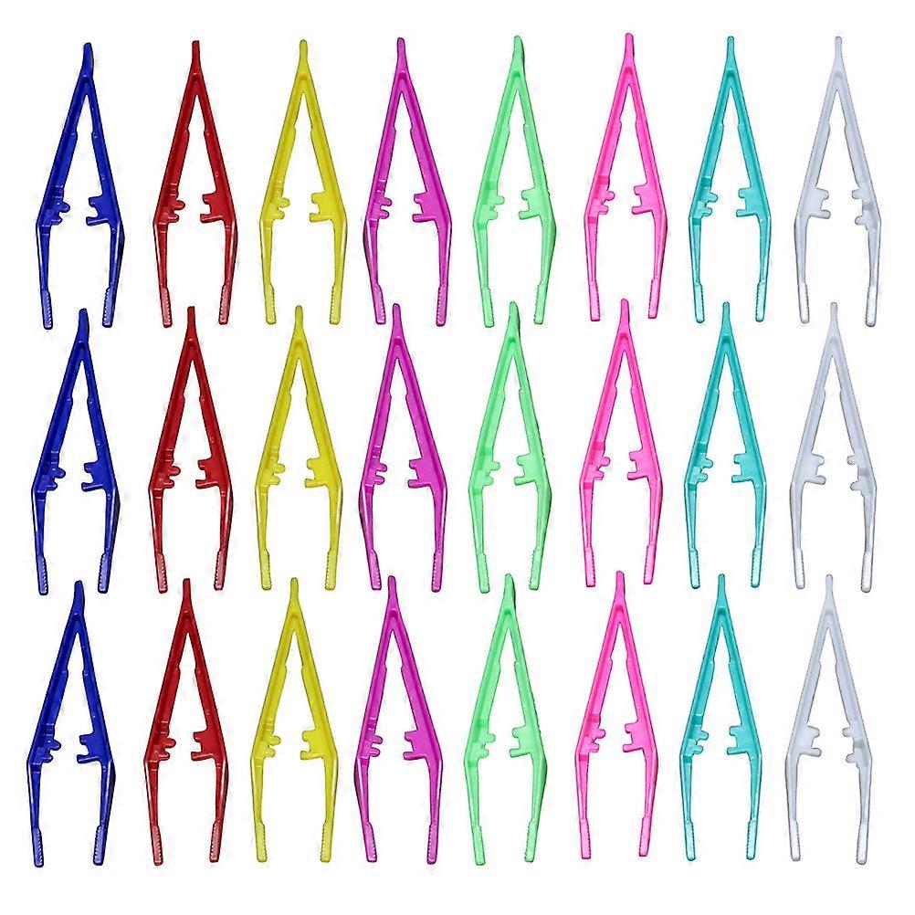 Disposable Plastic Eyelash Tweezers for Craft Makeup 24Pcs Assorted Color