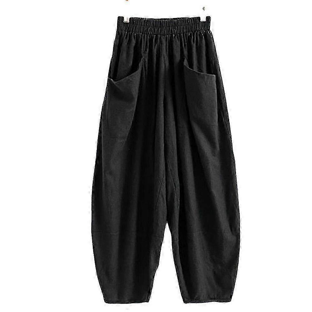 Women's Plus Size Harem Pants Elastic Waist Loose Fit Joggers Casual Long Lounge Trousers