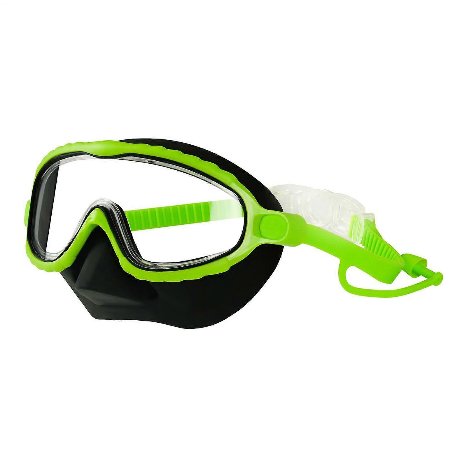 Swimming goggles with nose cover, snorkeling goggles, antifog, leakproof, for waterproof, children and boys aged 4–16 years black
