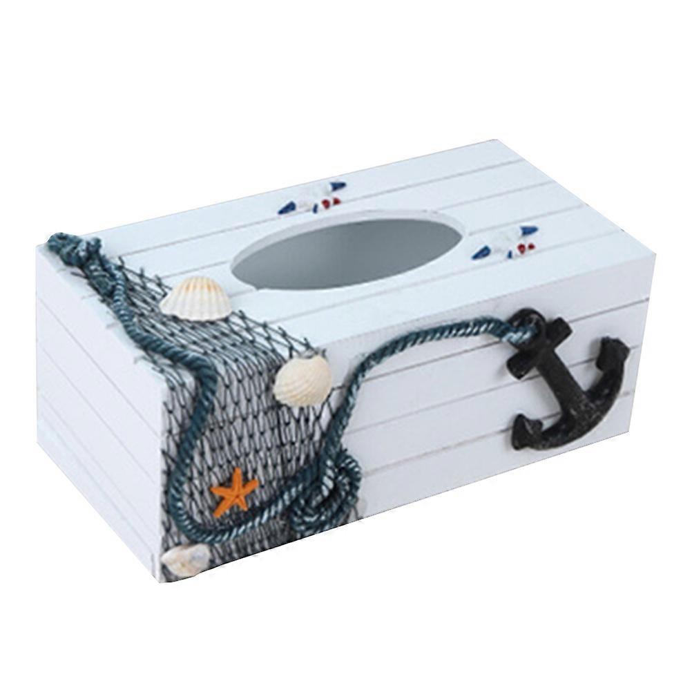 Classic Wooden Tissue Box, Ocean Theme for Multi-Purpose Use in Home and Office