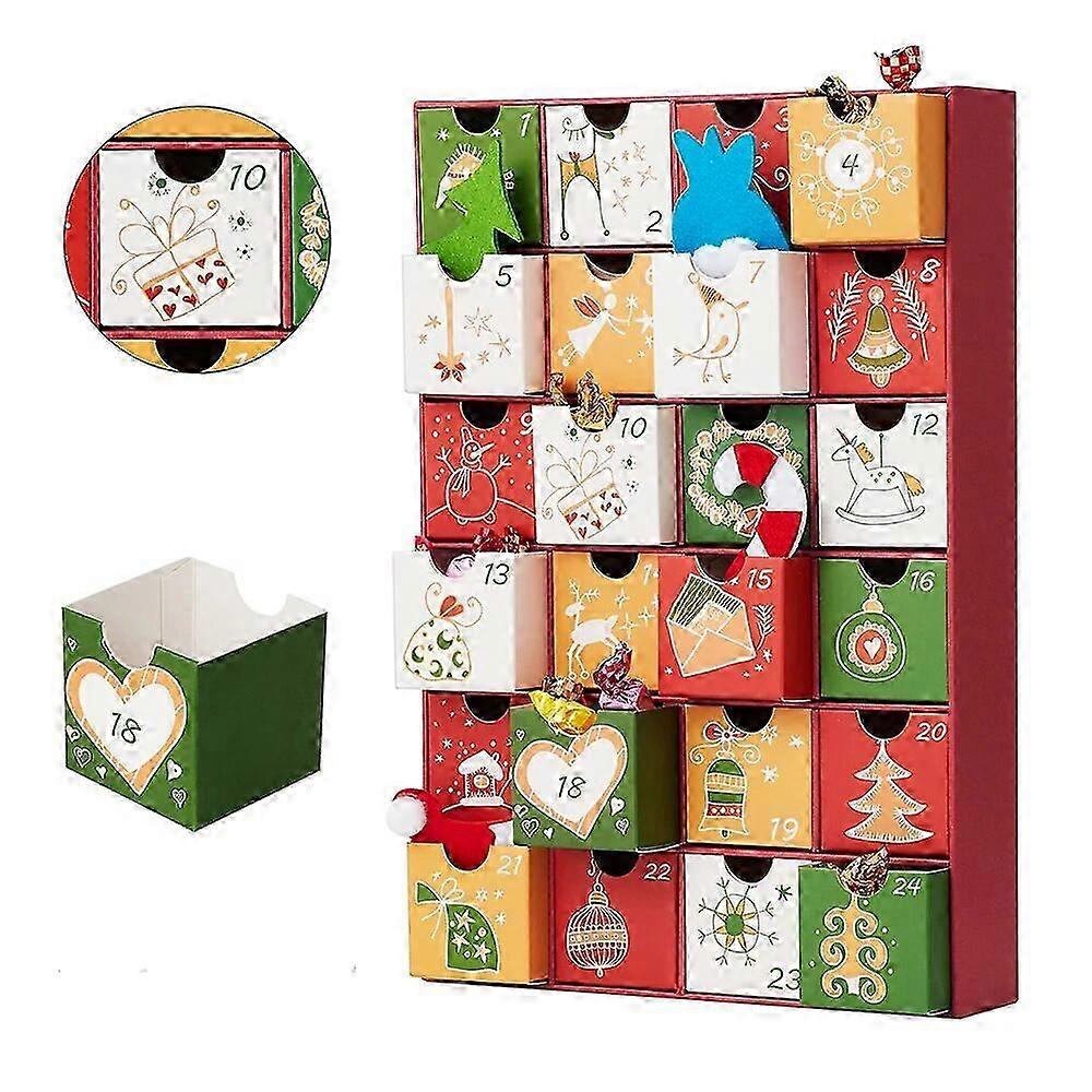 2023 Christmas Advent Calendar Box Reusable Countdown Calendar Printed Cardboard Gift Treasure Box