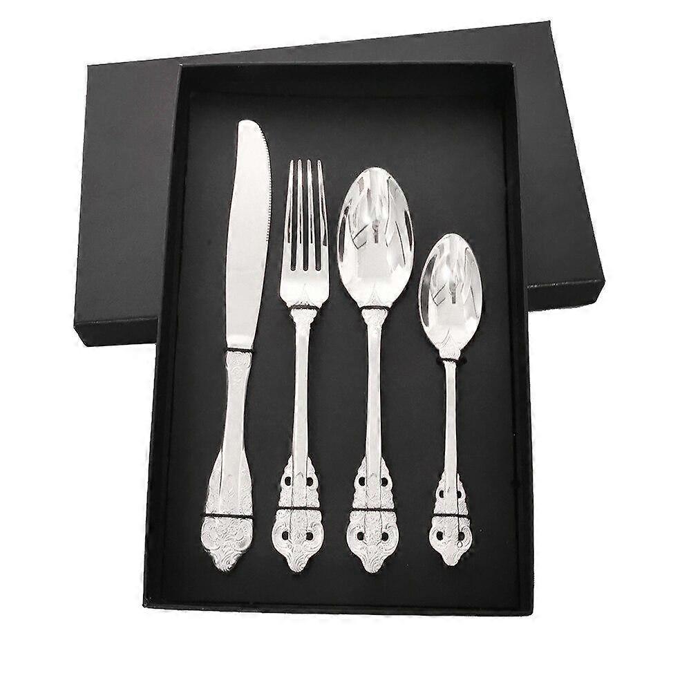 Flatware 18/10 Stainless Steel Dinnerware Tableware Set Knife Fork Spoon Flatware Hotel Party Gift Box Silverware Cutlery Set