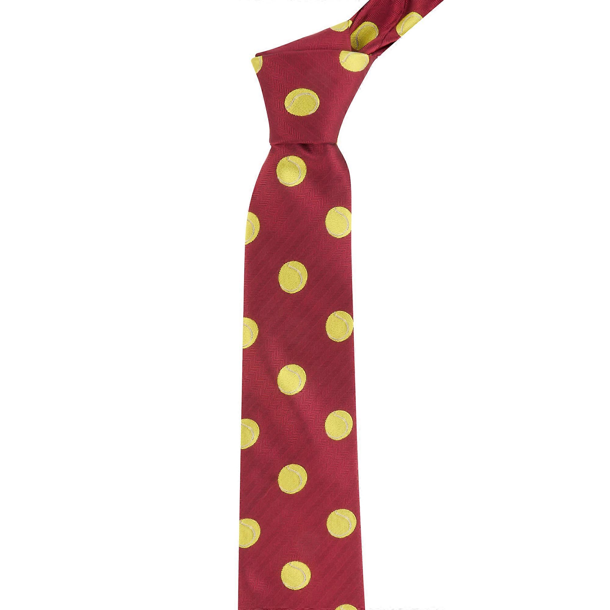 Burgundy Red Tennis Ball Herringbone Tie