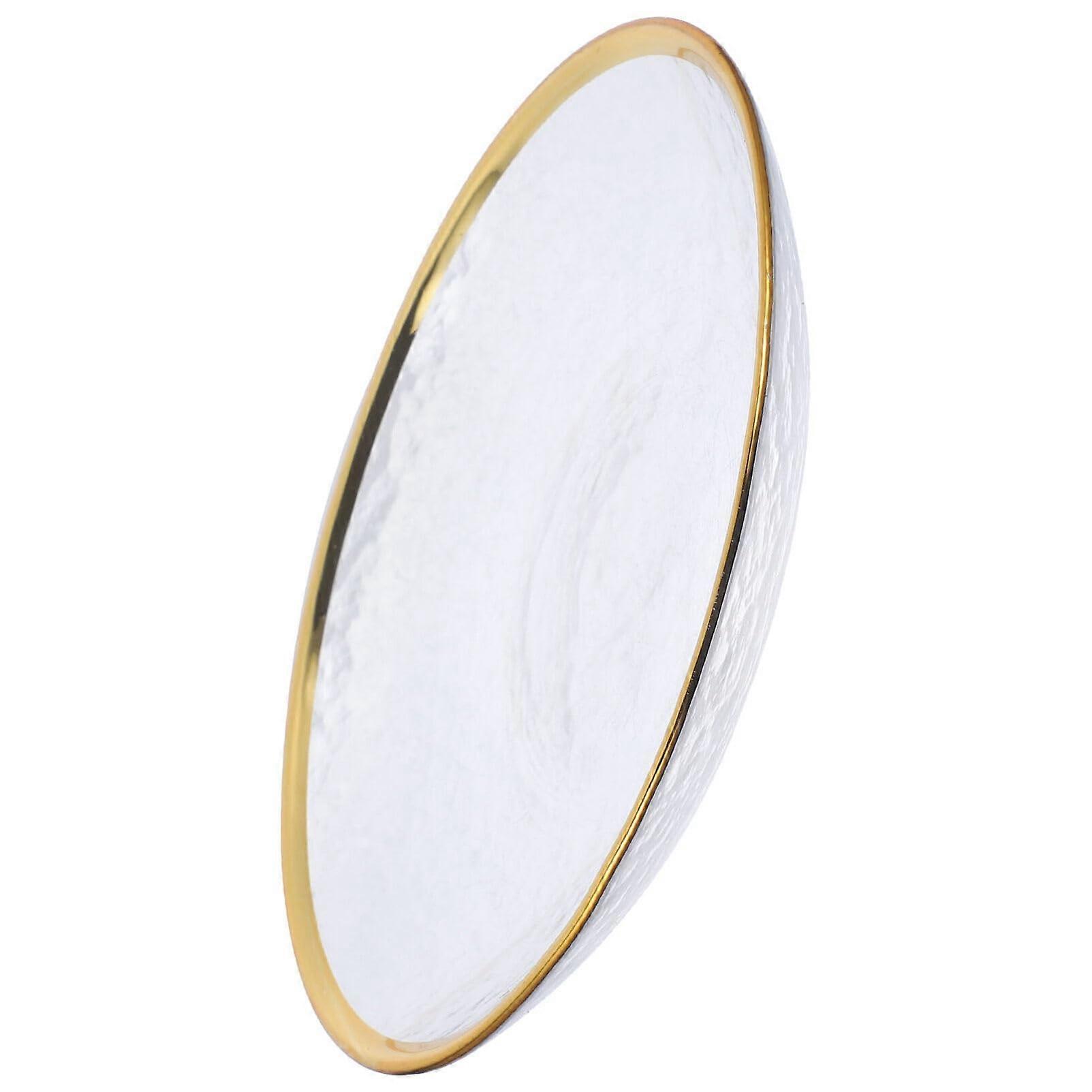Glass Plate with Rim in Japanese Design for Salad Dessert Pasta
