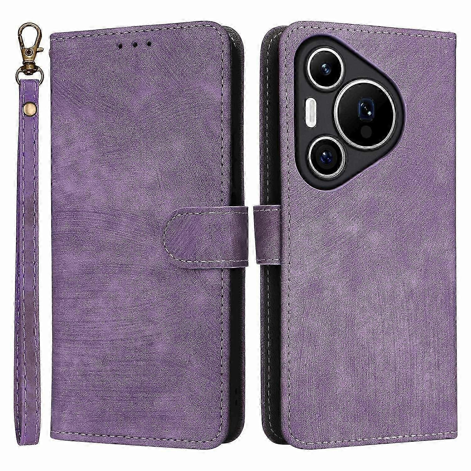 RFID Blocking Leather Wallet Case Phone Cover with Strap, Compatible with Certain Brand Models