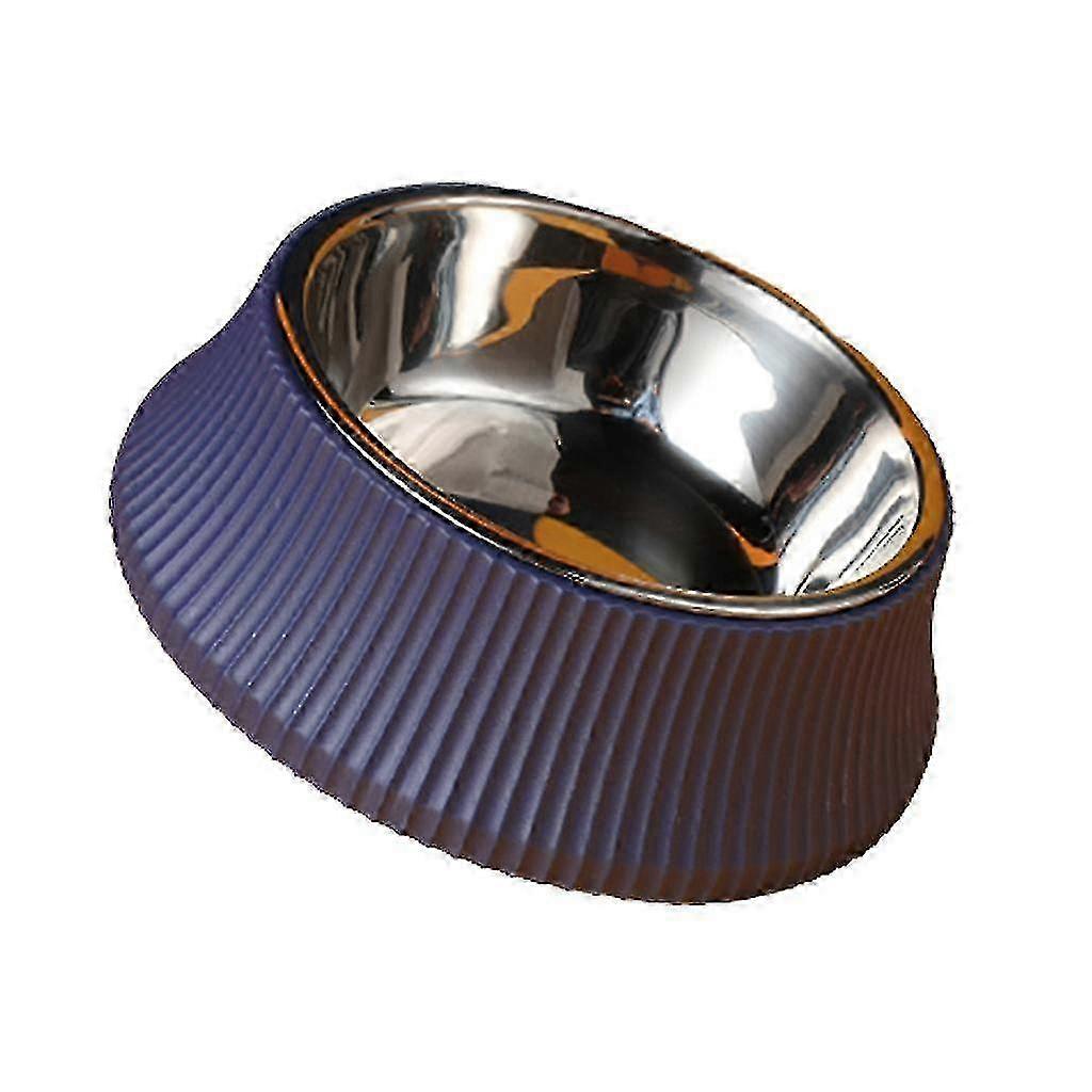 وعاء غير قابل للانزلاق من الفولاذ المقاوم للصدأ ، طبق طعام كبير للحيوانات الأليفة سهل التنظيف ، وعاء أزرق دائري غير قابل للطرف