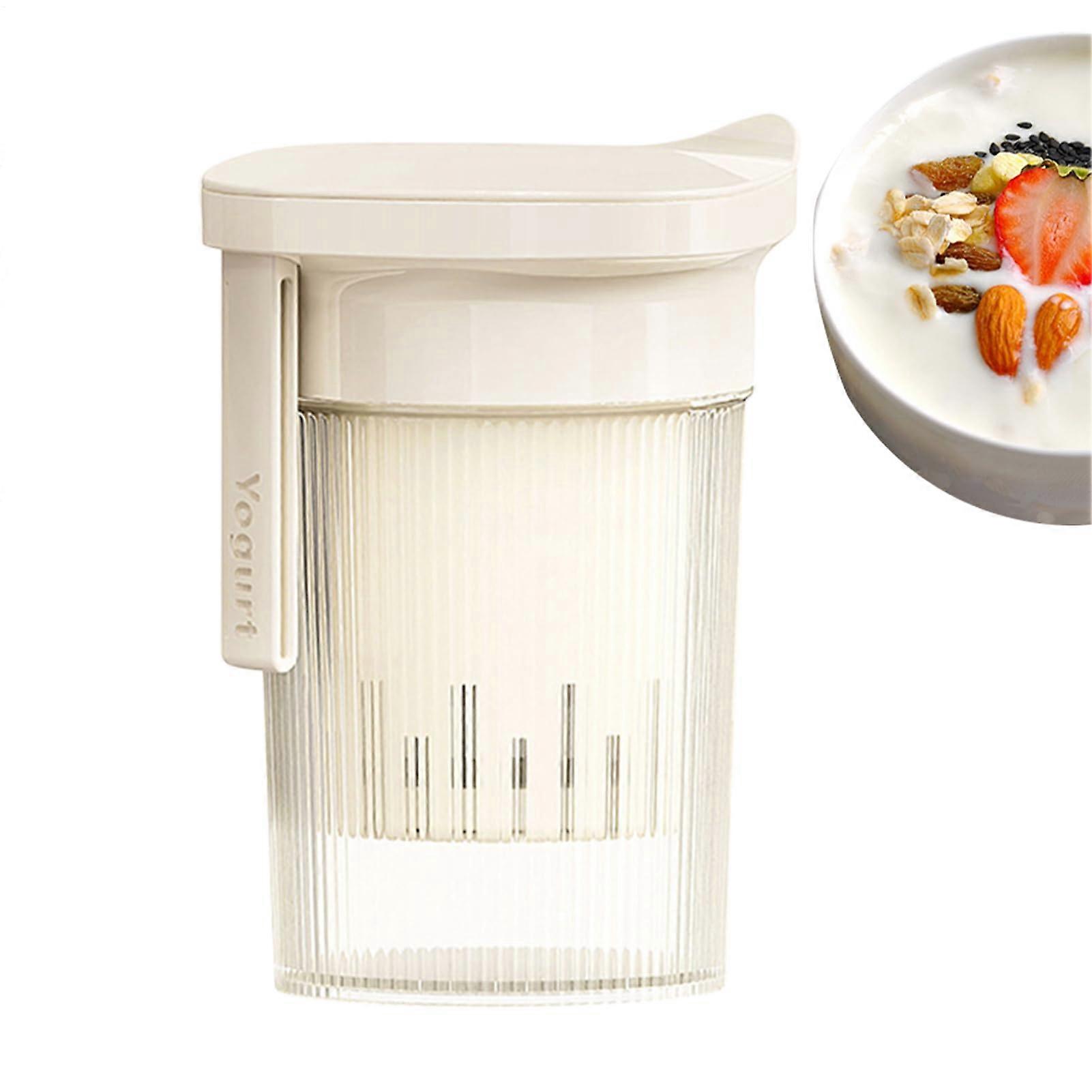 Yogurt Strainer, Cheese Alternative, Reusable Design with Lid, 4 Inch, White