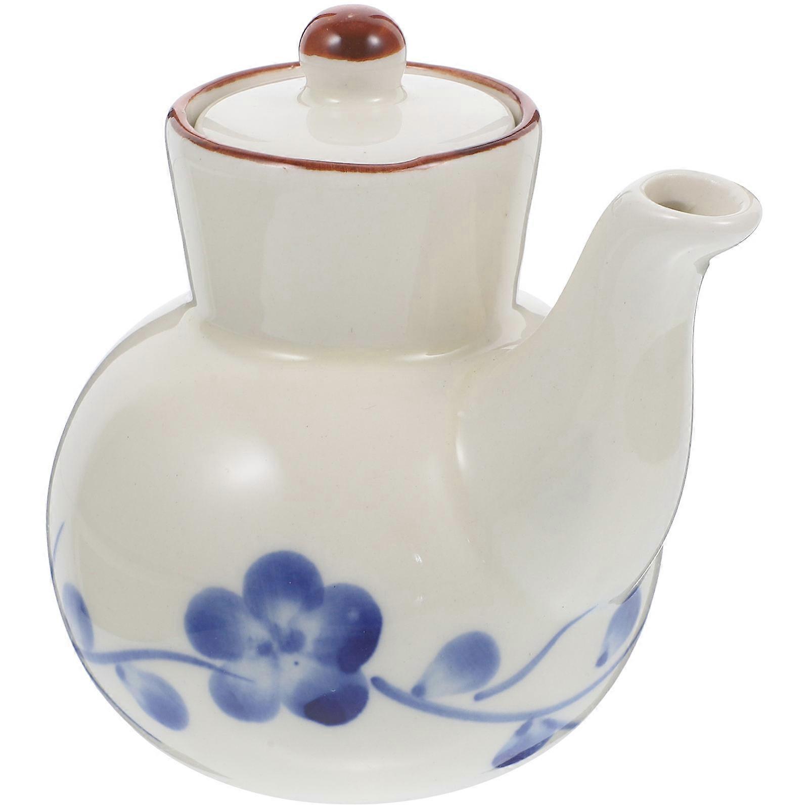 White Vinegar Dispenser Ceramic Container for Seasoning Storage