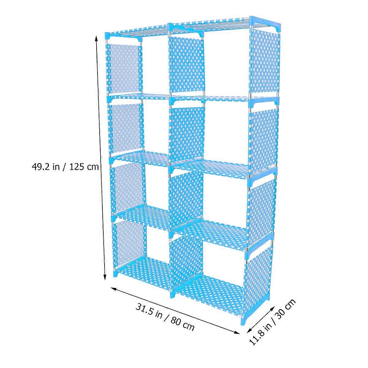 Classroom Bookshelf Storage Organizer Rack Double Row Metal Non-Woven Fabric For Books Sundries Ornaments 80x30x125cm 1Pcs