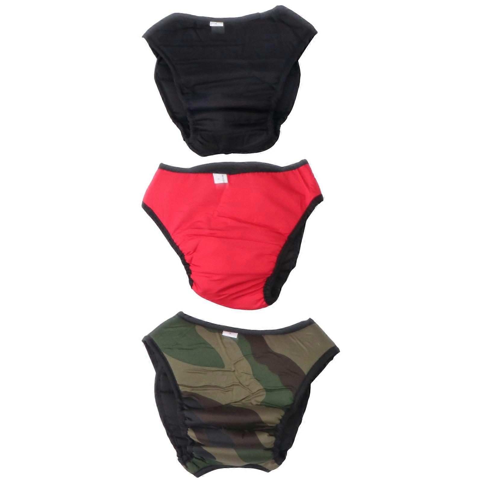 Puppy Clothes Reusable Dog Pants Physiological Period Red 3Pcs