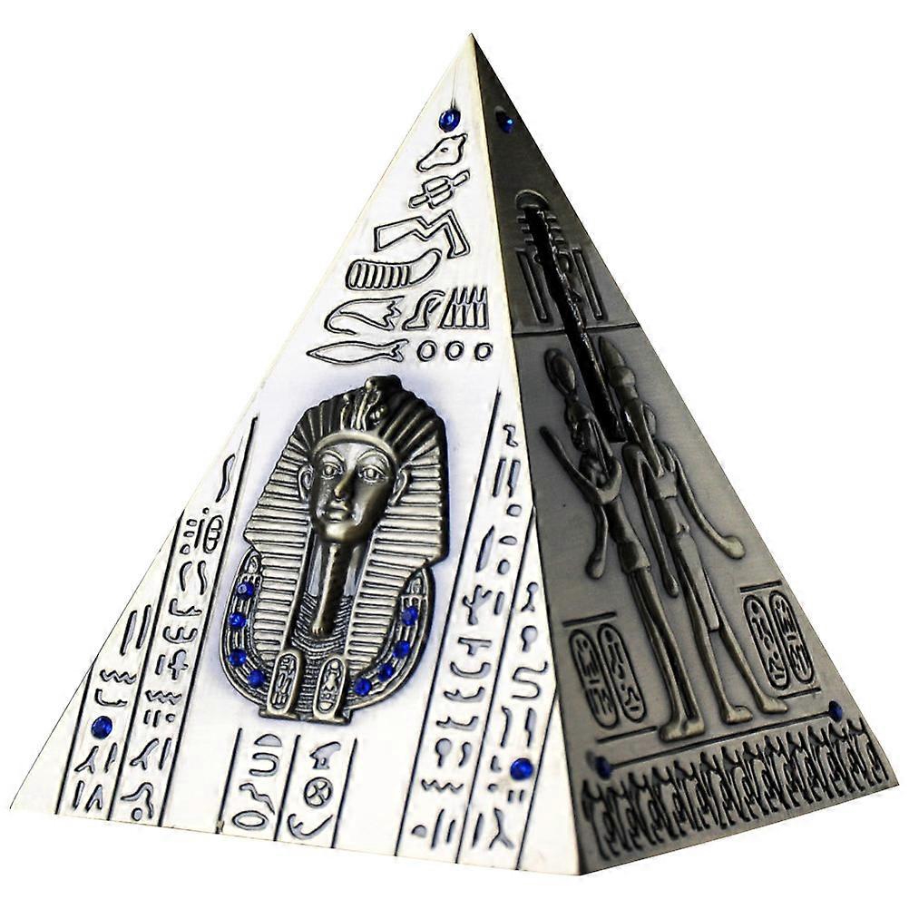 Pyramid Metal Figurine Retro Design Tabletop Ornament Home Office Grey Unique Style Piggy Bank Craftsmanship