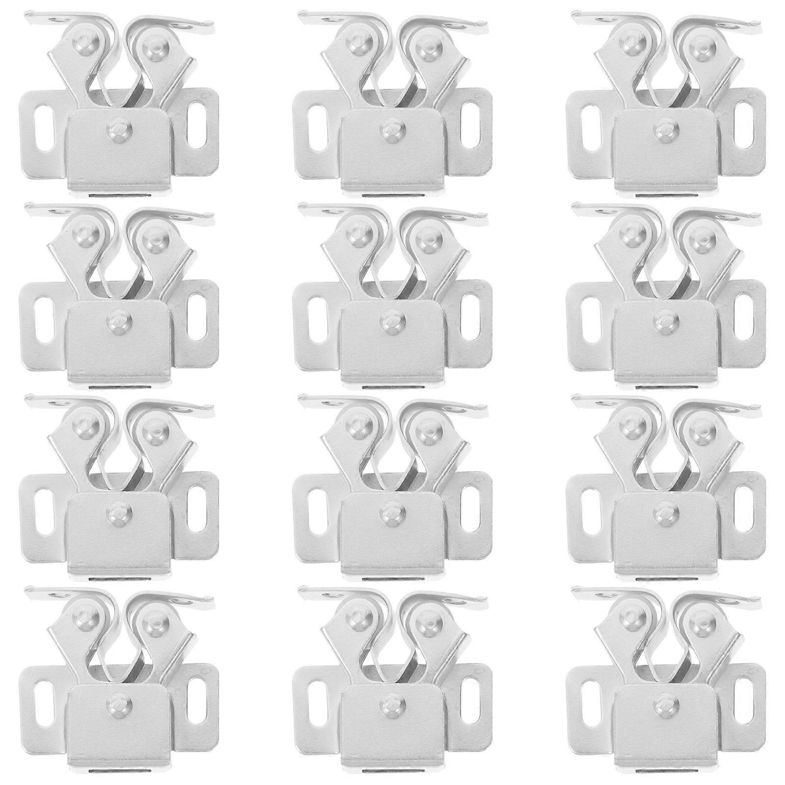 Double Roller Ball Catch Cabinet Door Latch Durable Spring Loaded Mechanism for Effortless Opening, 12 Sets for Home Cupboards and Wardrobes
