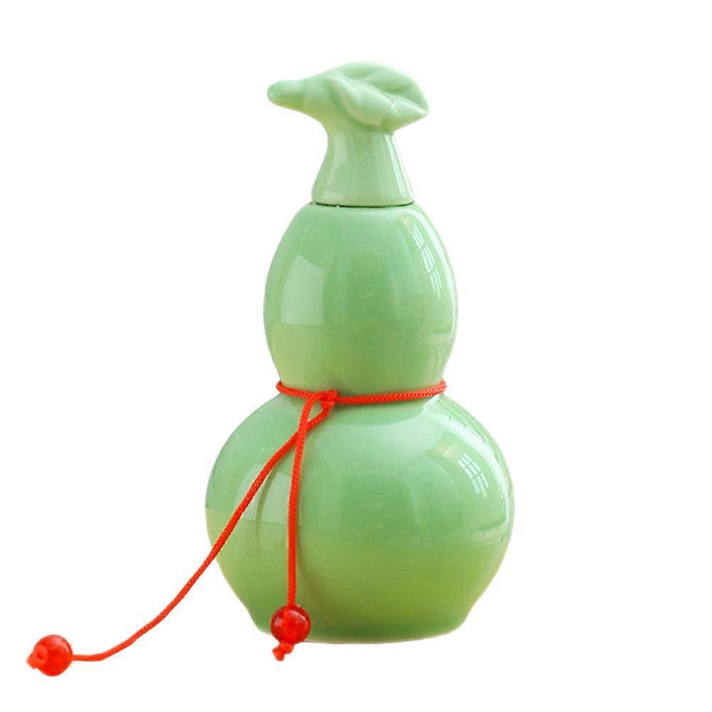 Tea Sealed Jar Dust Prevention Dry Food Storage Gourd Shape Green 1Pcs