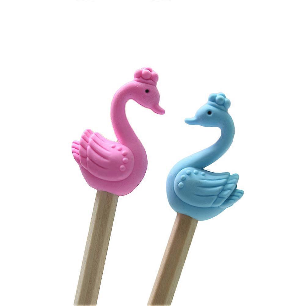 Aesthetic Stationery Swan Shape Eraser Cartoon Creative Design For Kids Students Classroom Rewards 1 Pair